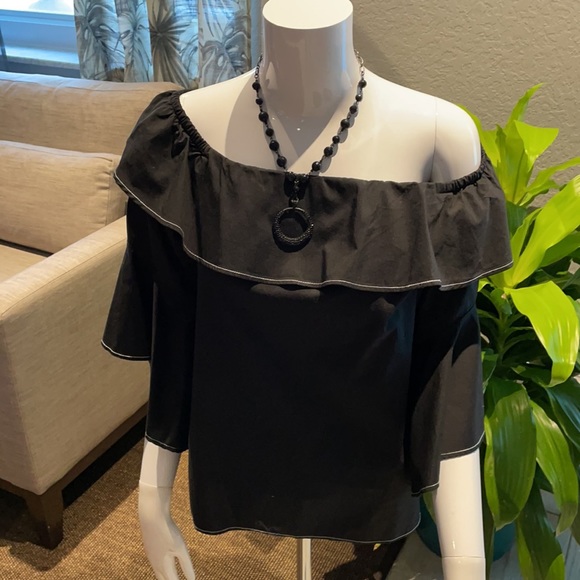 INC International Concepts Tops - I.N.C. off the shoulder blk top